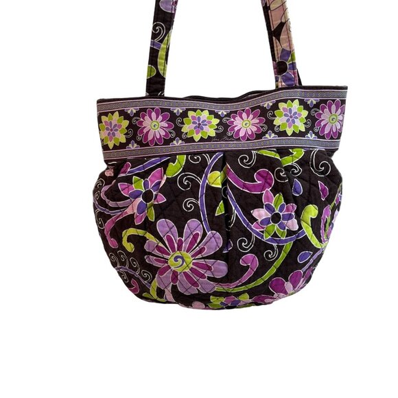 Vera Bradley Women's Black Flowered Multicolor Floral Shoulder Bucket Bag Sz M - Picture 3 of 13